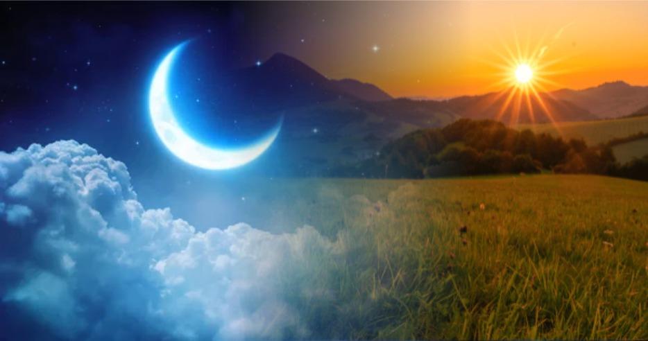 O ciclo natural do dia e da noite
A noite come&ccedil;a qua...